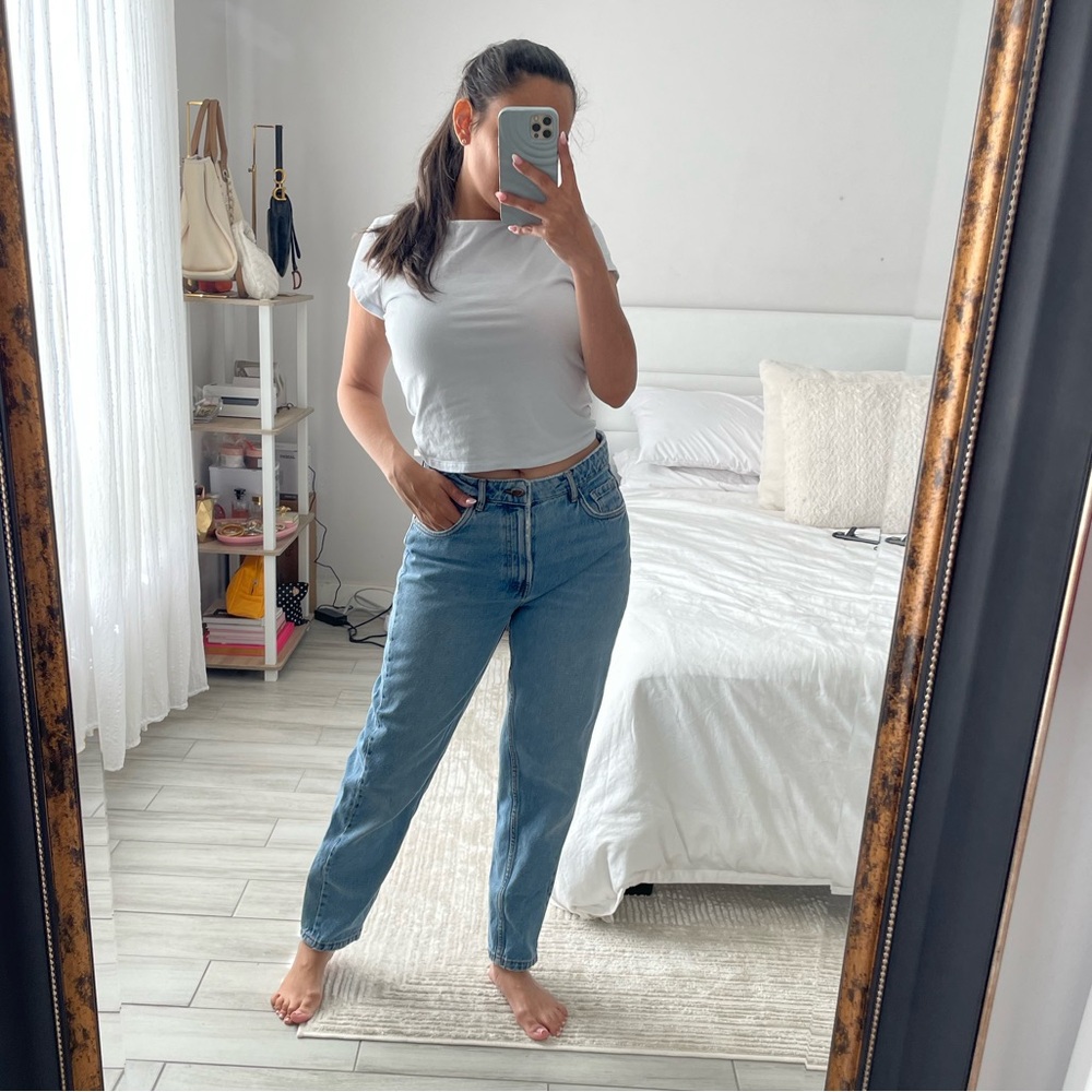 ZARA Original Blue High Waisted Straight Legged Jeans